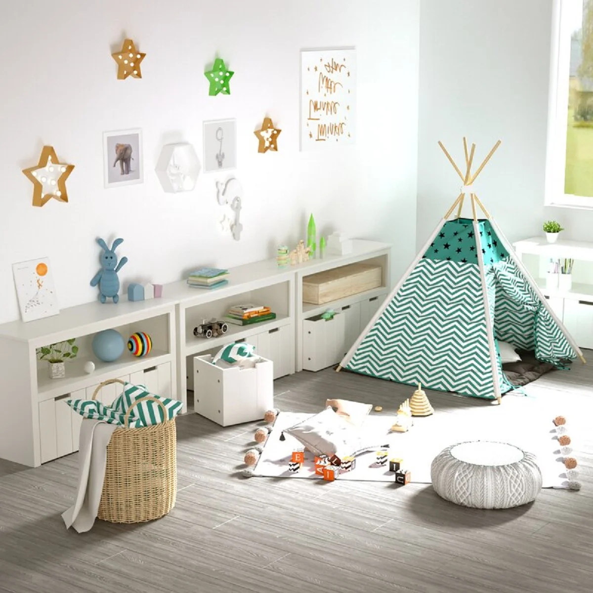 Homfa Kids Toy Storage, Cubes Storage Bins with 3 Drawers, White Toy Box with Shelves and Wheels - Image 6