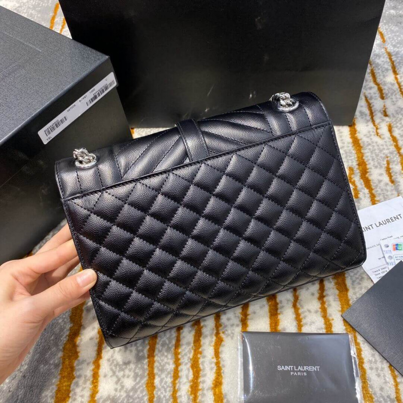 Replica Saint Laurent Grain Leather Envelope Medium Bag 487206 Black1:1High-quality replica
