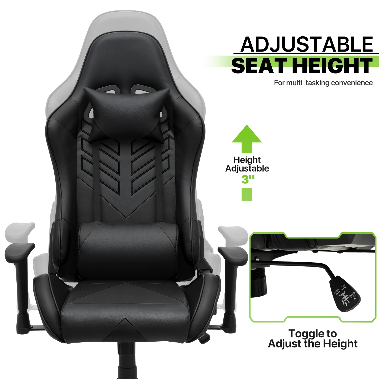 Magshion Ergonomic Gaming Chair, Comfortable Gaming Chair, Computer Chair Leather Desk Chair Adjustable Swivel Gaming Office Chair, Blue - Image 77