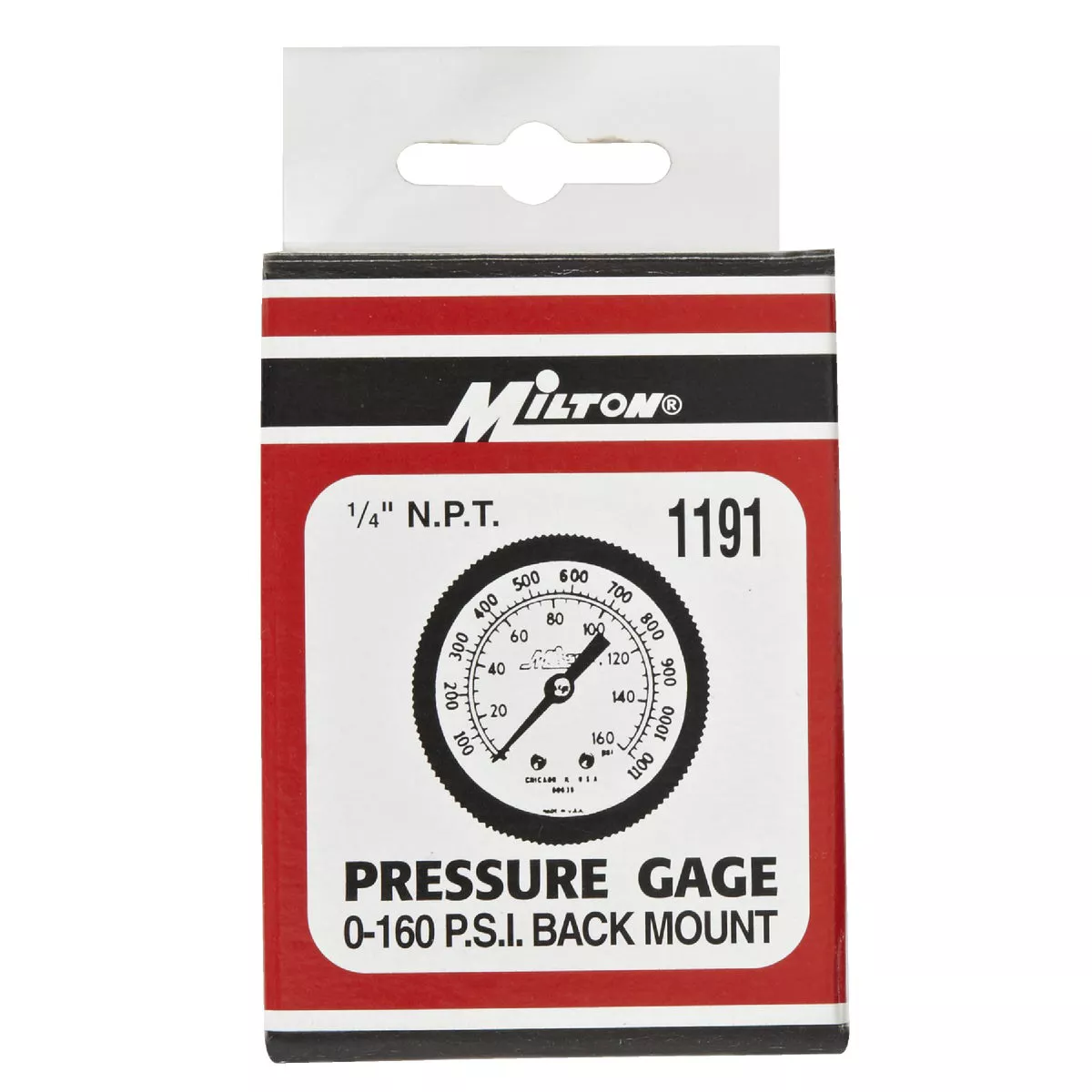 Milton 1/4 In. NPT Back Mount Mini Pressure Gauge
