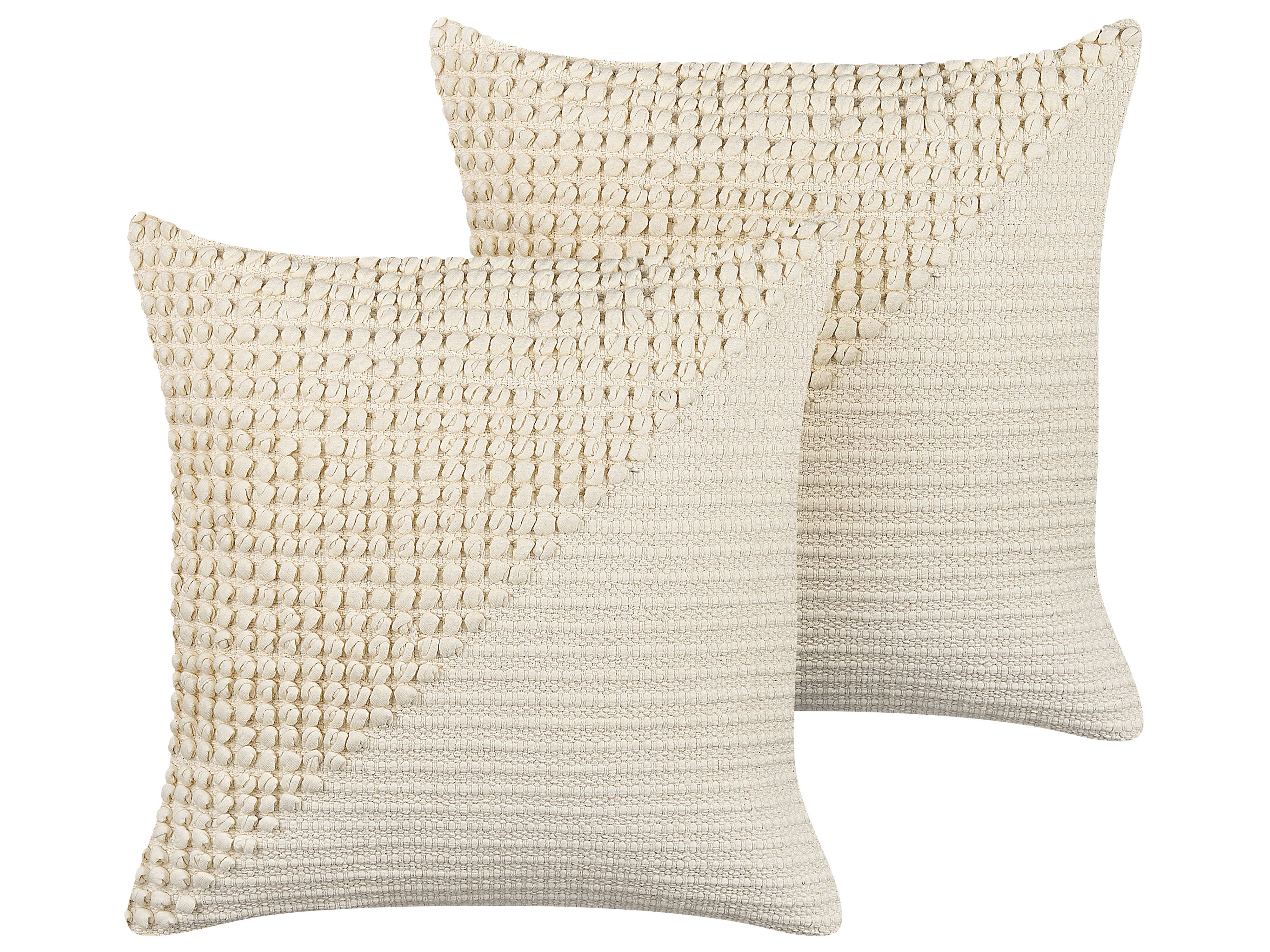 Set of 2 Decorative Cushions PELLAEA Cotton 45 x 45 cm Light Beige Geometric Pattern
