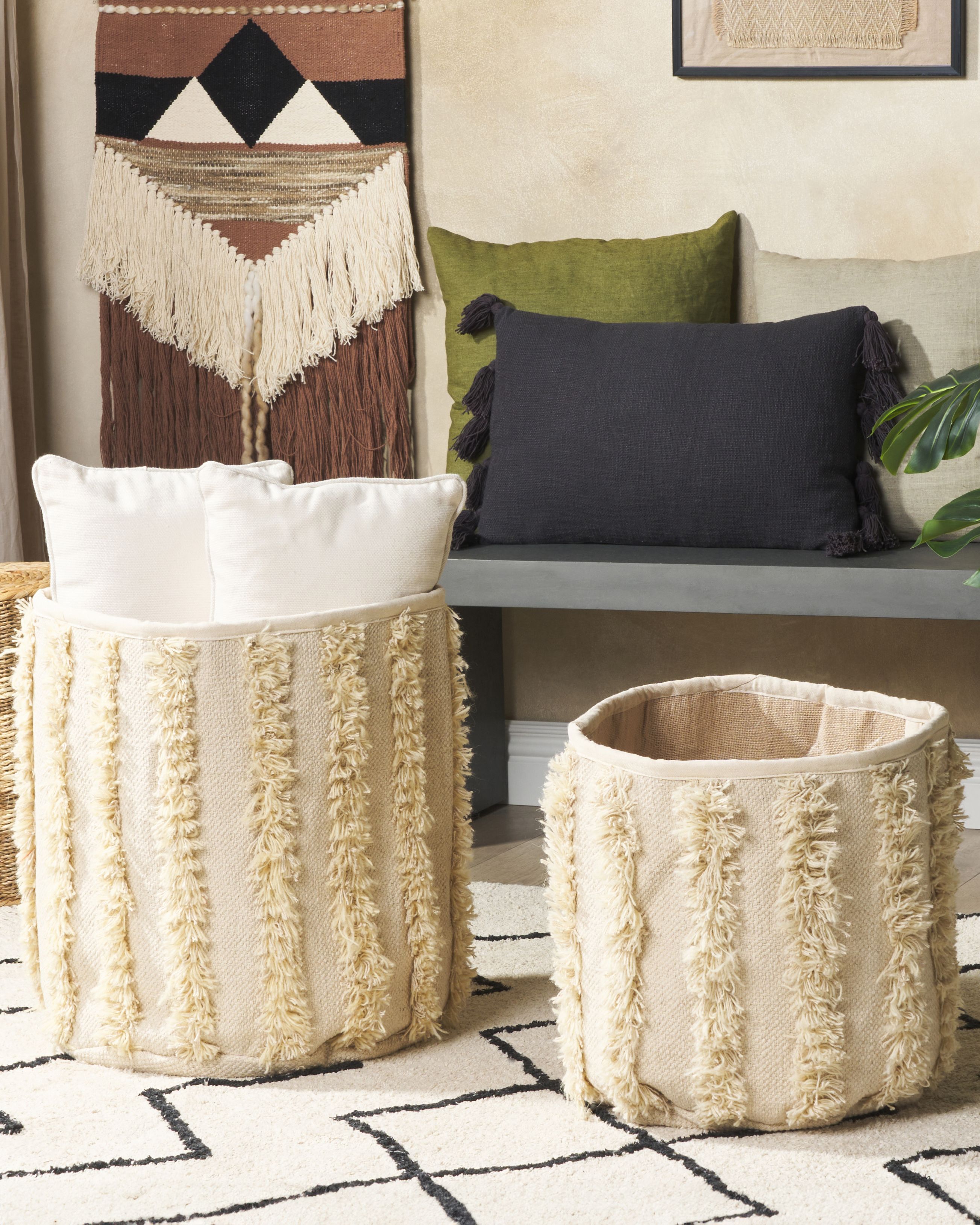 Set of 2 Baskets KAKKI Cotton Beige