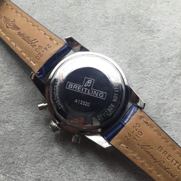 Replica Breitling Super Ocean Heritage Chrono SS Blue Dial SS Leather Strap A7750 - Top club