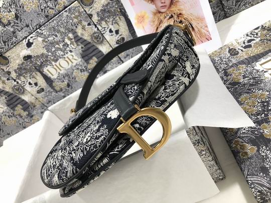 Saddle Bag Blue Toile de Jouy Reverse Jacquard – DB0801:1High-quality replica
