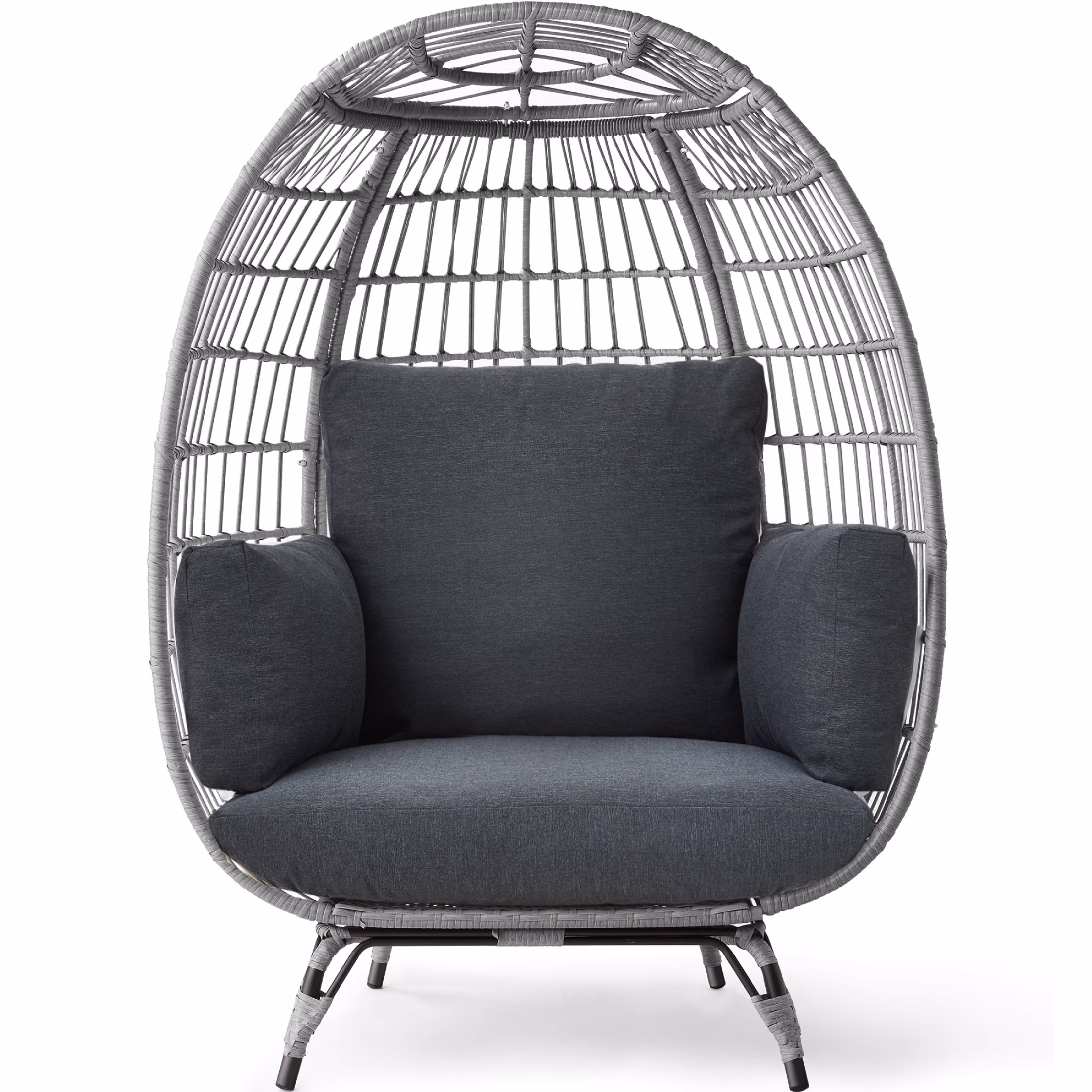 Best Choice Products Wicker Egg Chair Oversized Indoor Outdoor Patio Lounger w/ Steel Frame, 440lb Capacity - Black - Image 11