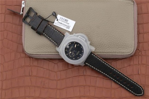 Replica Panerai PAM508 VSF Real Ceramic Black Distressed Calfskin Strap P.9000 - Top club