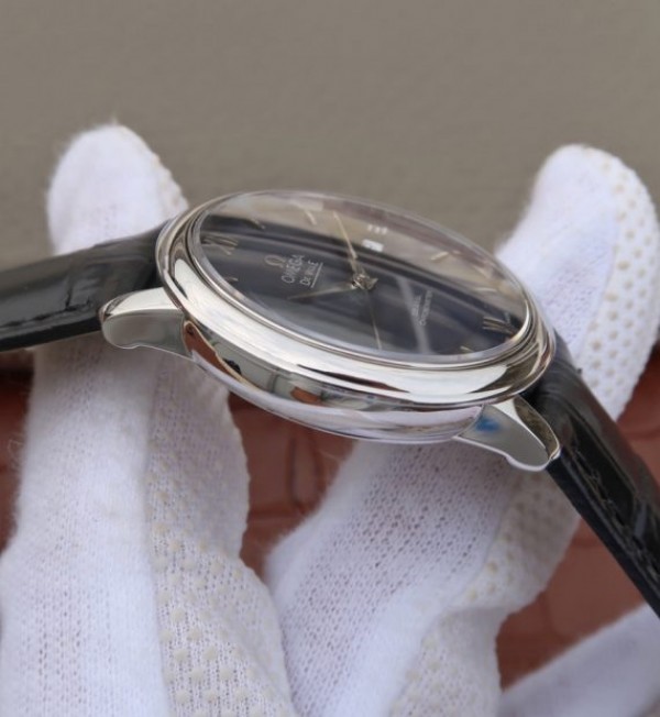 Replica Omega MKF De Ville 37mm SS Blue Dial Black Leather Strap A2829 - Top club