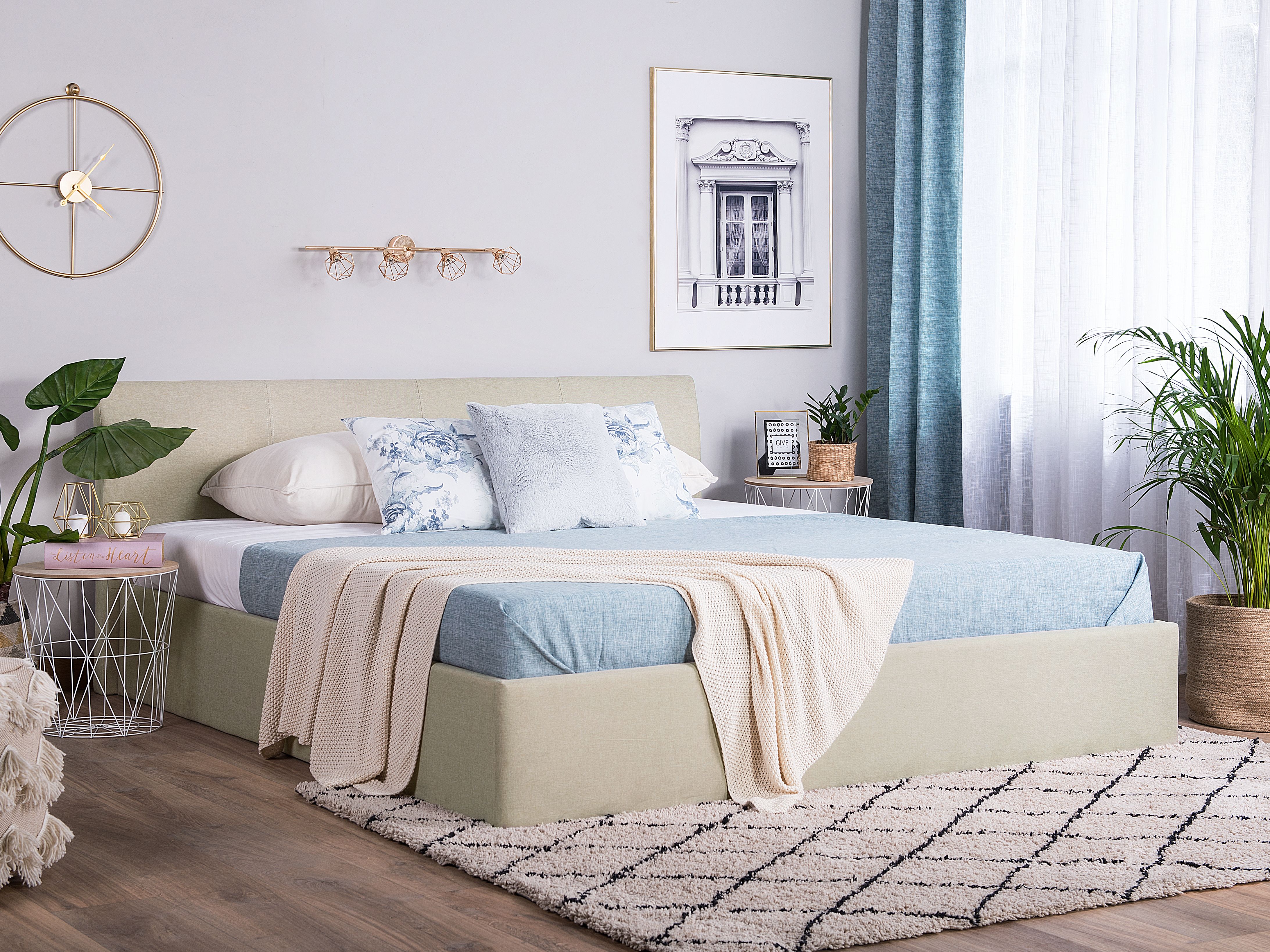 Ottoman Bed Fabric ORBEY 180 x 200 cm (EU Super King) Light Beige