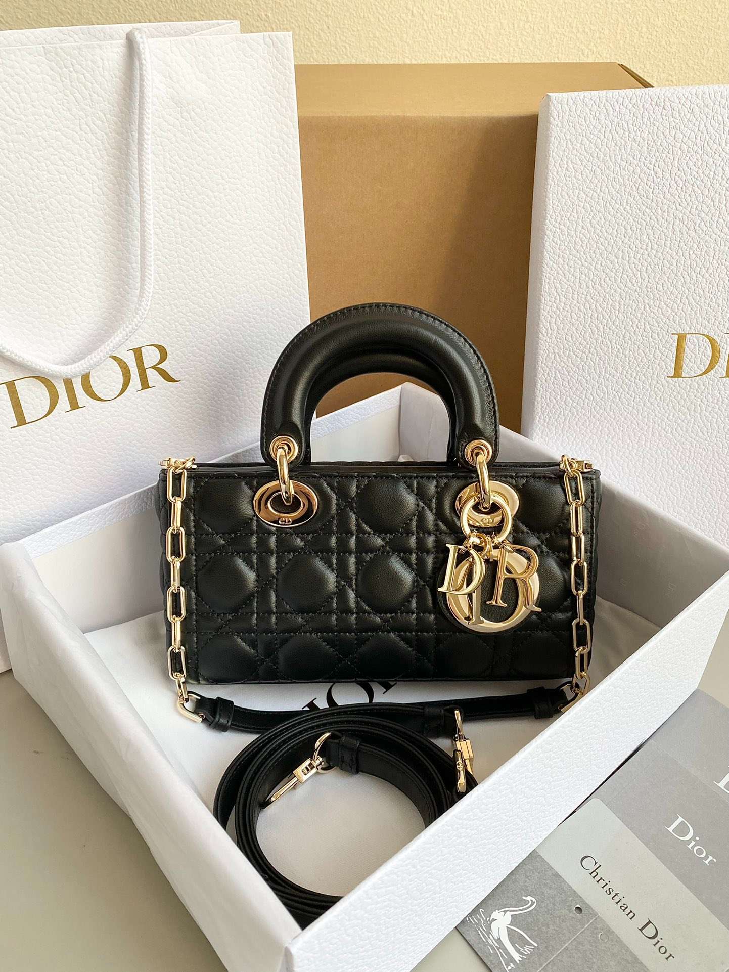 Christian Dior Small Lady D-Joy Bag Black For Women 9in/22cm1:1High-quality replica