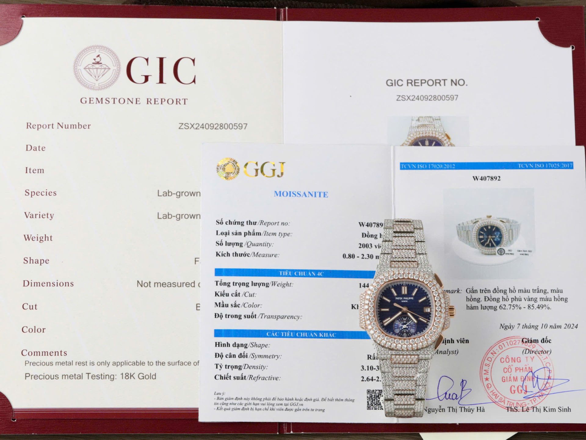 Patek Philippe Nautilus 5980 Replica Watch 18K Gold Wrapped + Diamonds Moissanite Custom 40.5mm - Top club