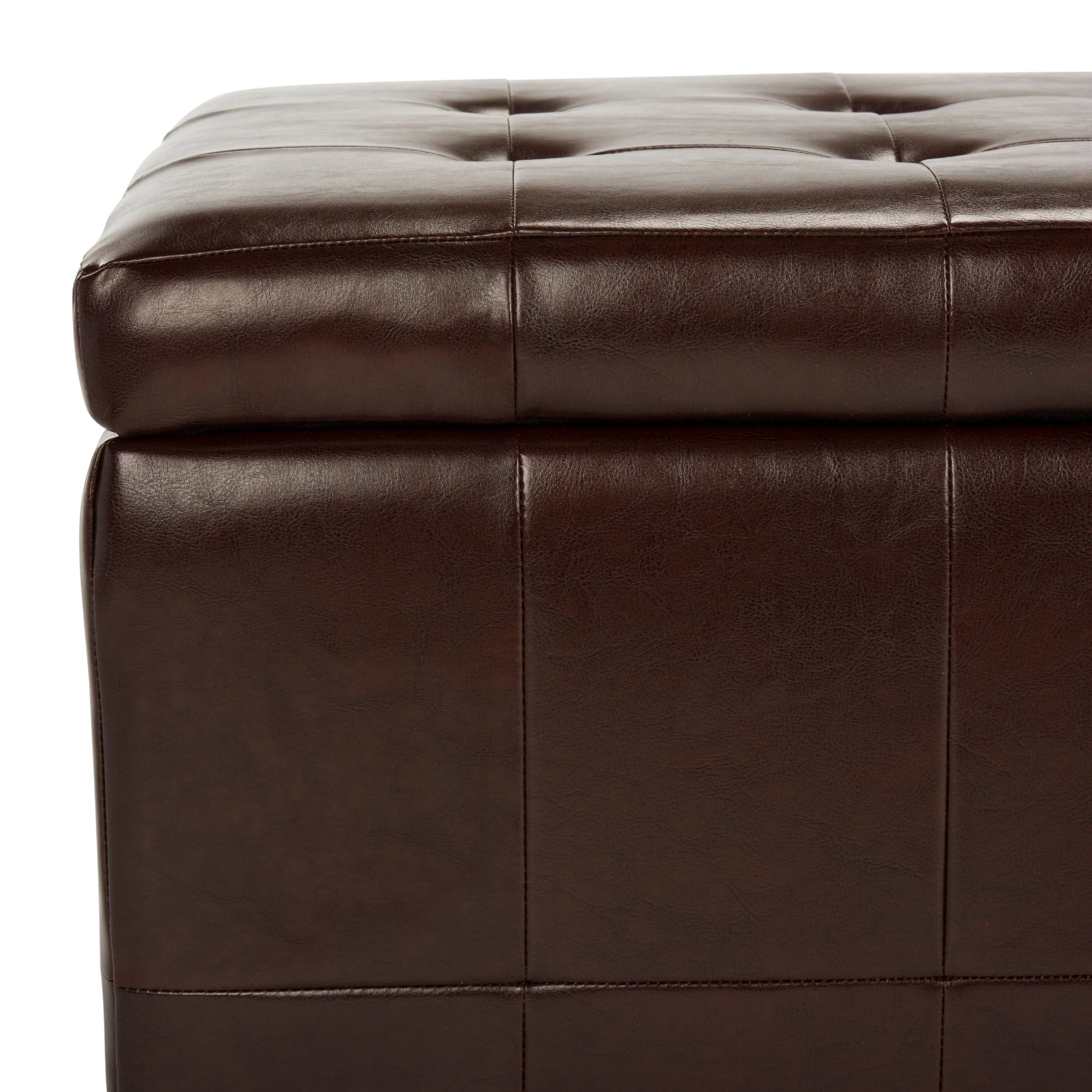 SAFAVIEH Large Manhattan Rustic Tufted Storage Bench, Brown - Image 12