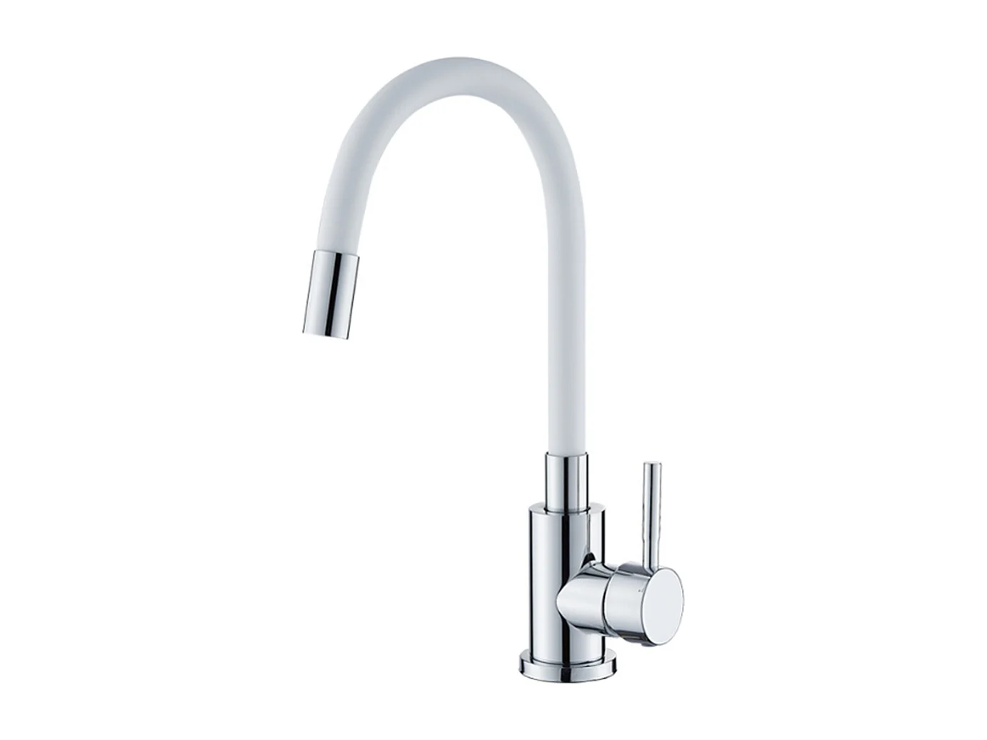 Robinet de cuisine réglable direction Silicone écologique en céramique avec flexible Blanc