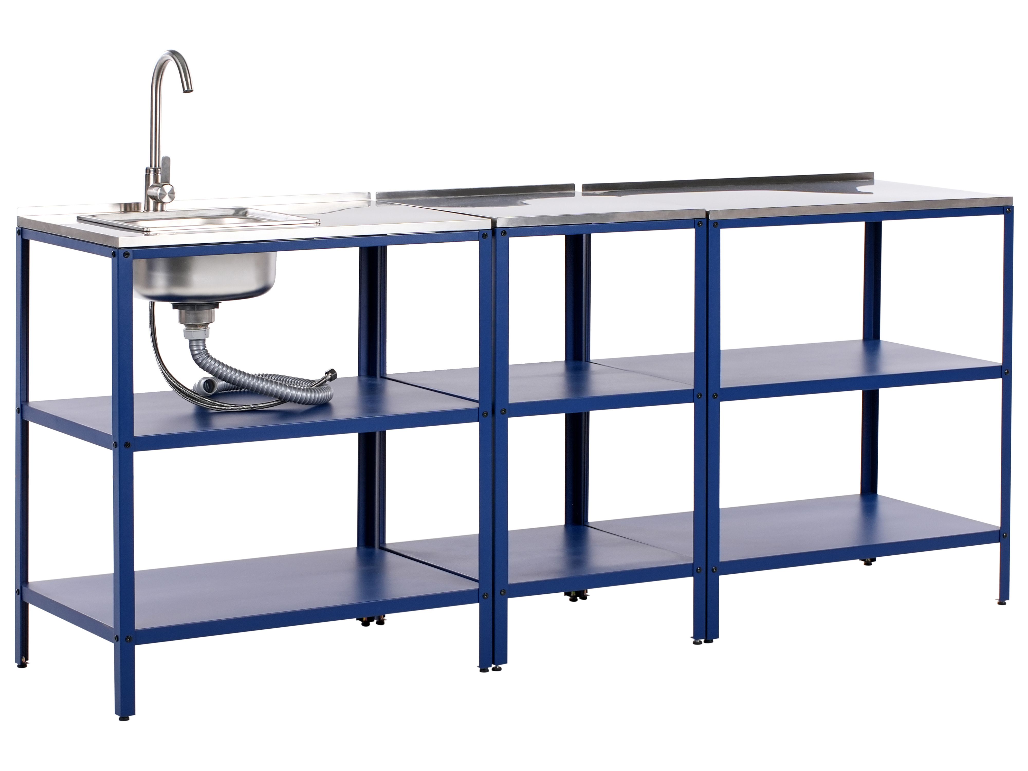 3 Piece Outdoor Kitchen Set with Sink VILAMA Metal Blue
