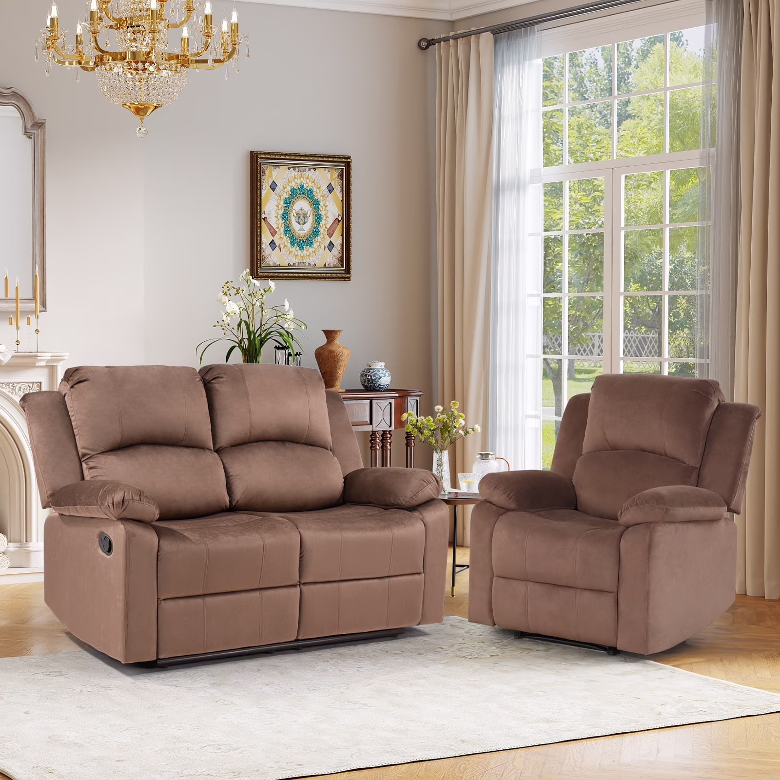 Bonzy Home Recliner Chair with Soft Padded Headrest and Armrest, Theater Reclining Chair Sofa for Living Room and Bedroom - Image 3