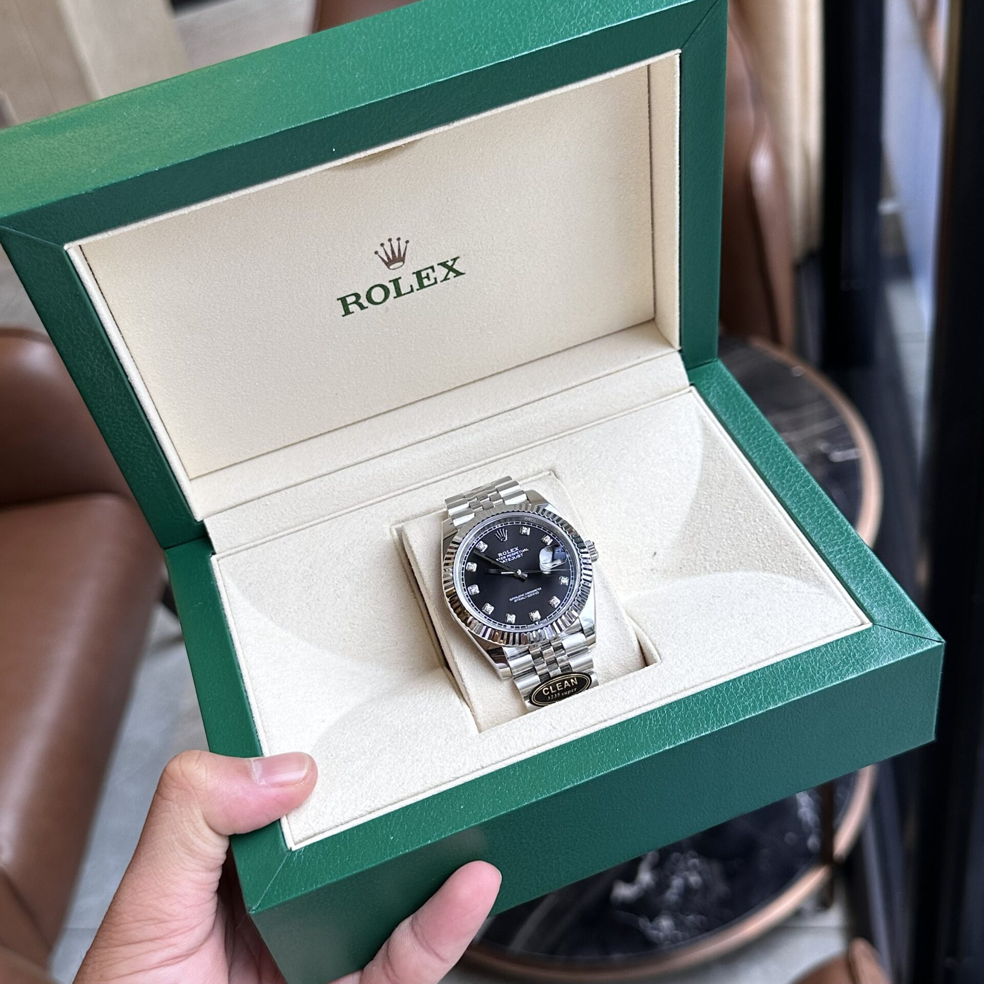 Rolex DateJust 126334 Replica Watch Black Dial With Diamond Clean Factory 41mm - Elite Watch Atelier