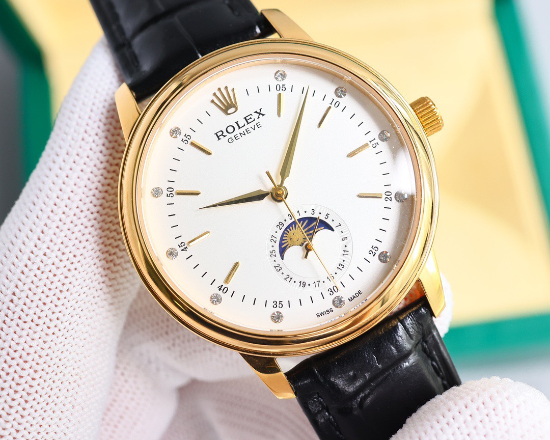 Rolex👑 Cellini Moonphase-40mm-Leather(1:1 replica) - Elite Watch Atelier