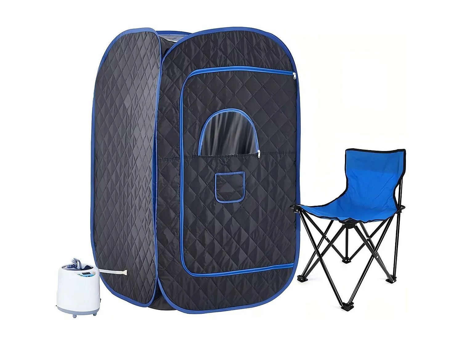 Cabine sauna à Vapeur, 1000W Sauna Pliable, avec télécommande et Instrument de fumigation et chaise pliante, Tente Spa, 80x80x135cm