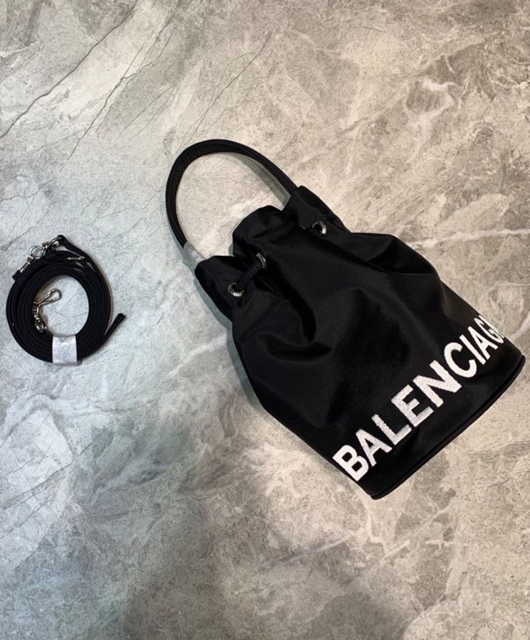Balenciaga Wheel XS Drawstring Bucket Black - Replicaclubs