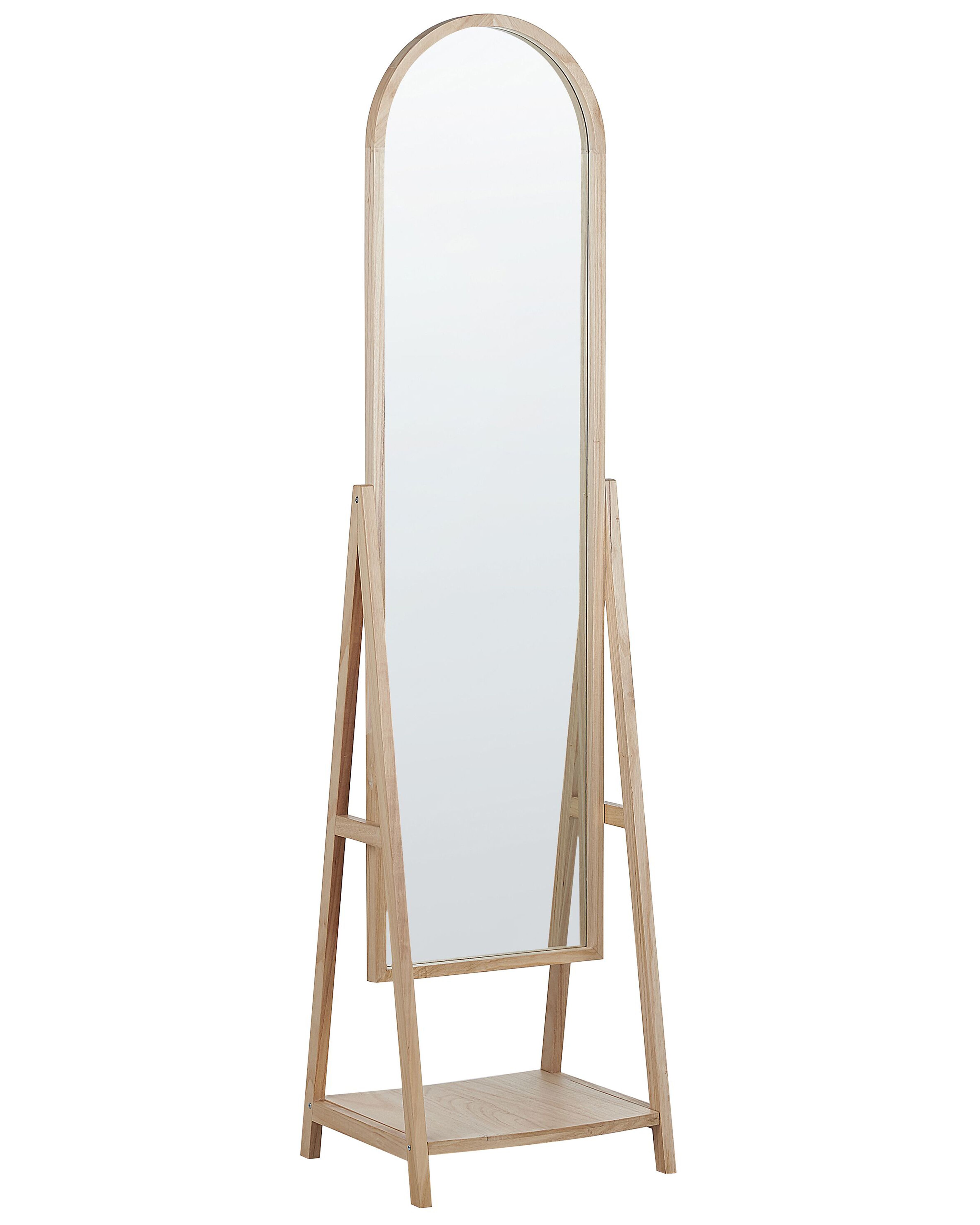 Standing Mirror with Shelf CHAMBERY 170 cm Paulownia Wood Light Brown