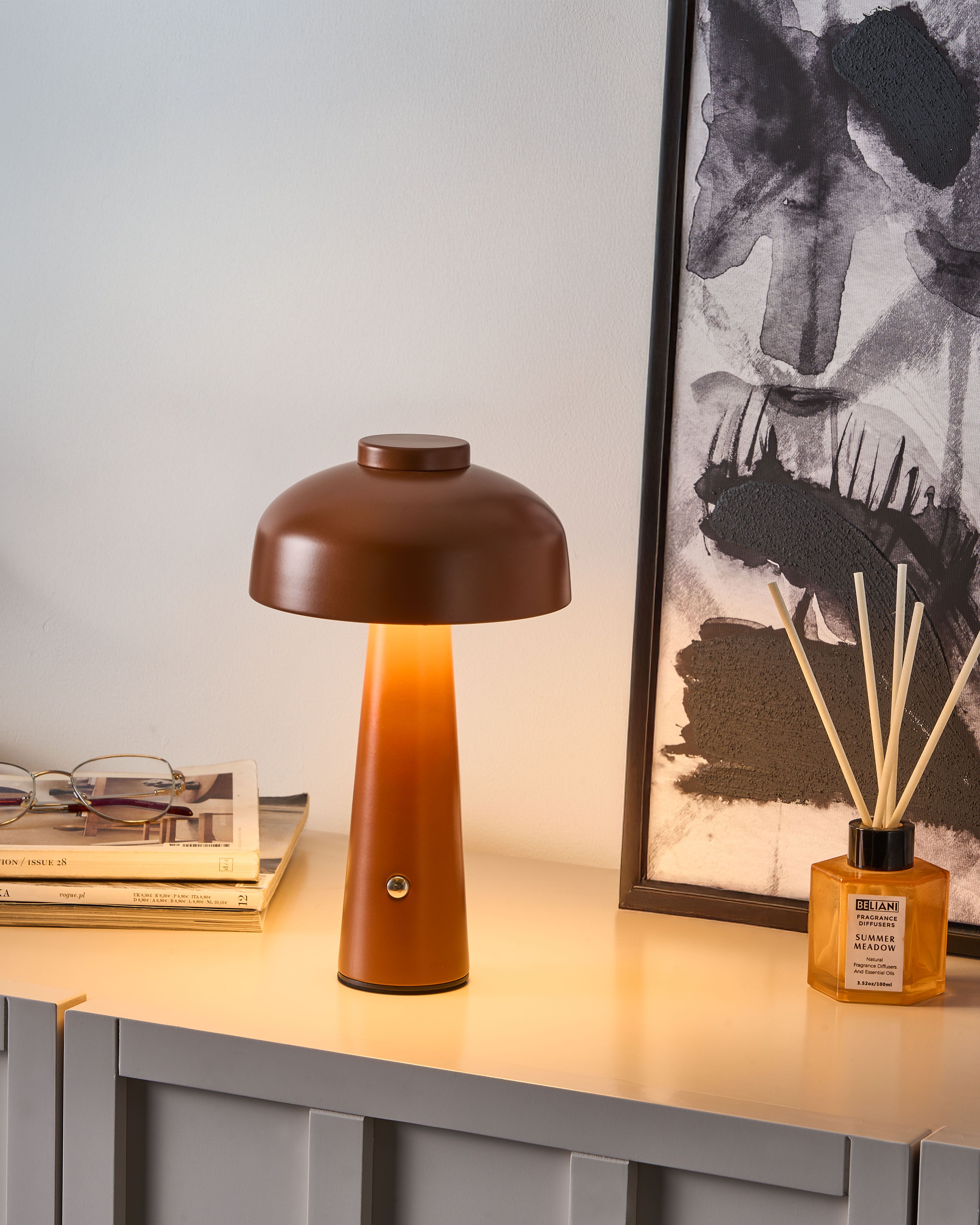 Wireless LED Table Lamp AGUSAN with Dimmer Metal Brown