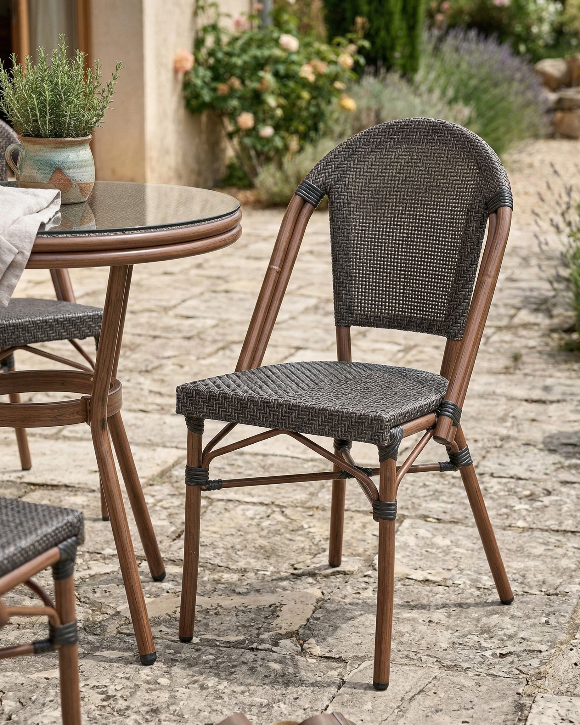 Set of 4 Chairs RIFREDDO PE Rattan Grey
