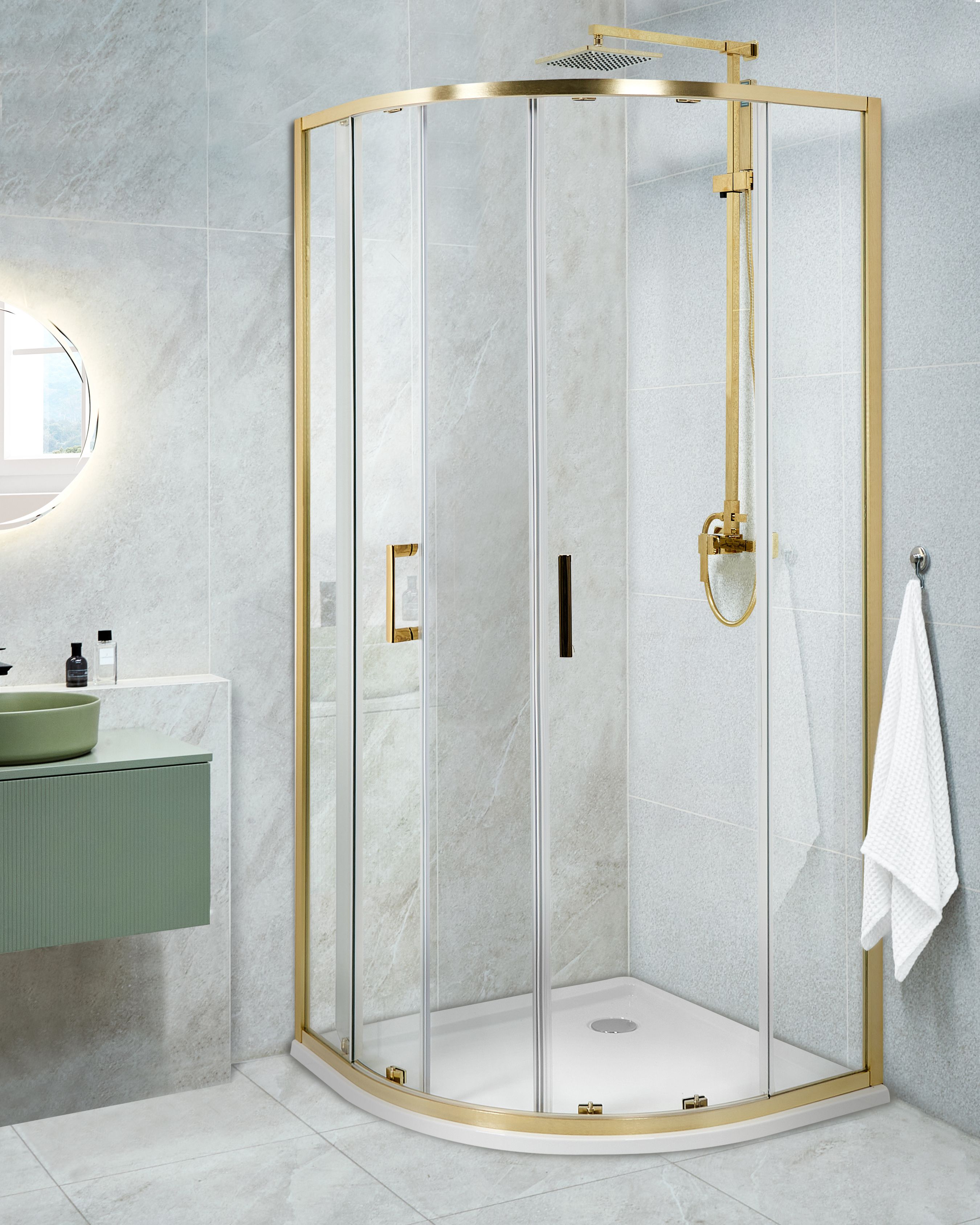 Shower Enclosure JUKATAN 900 x 900 x 1850 mm Gold