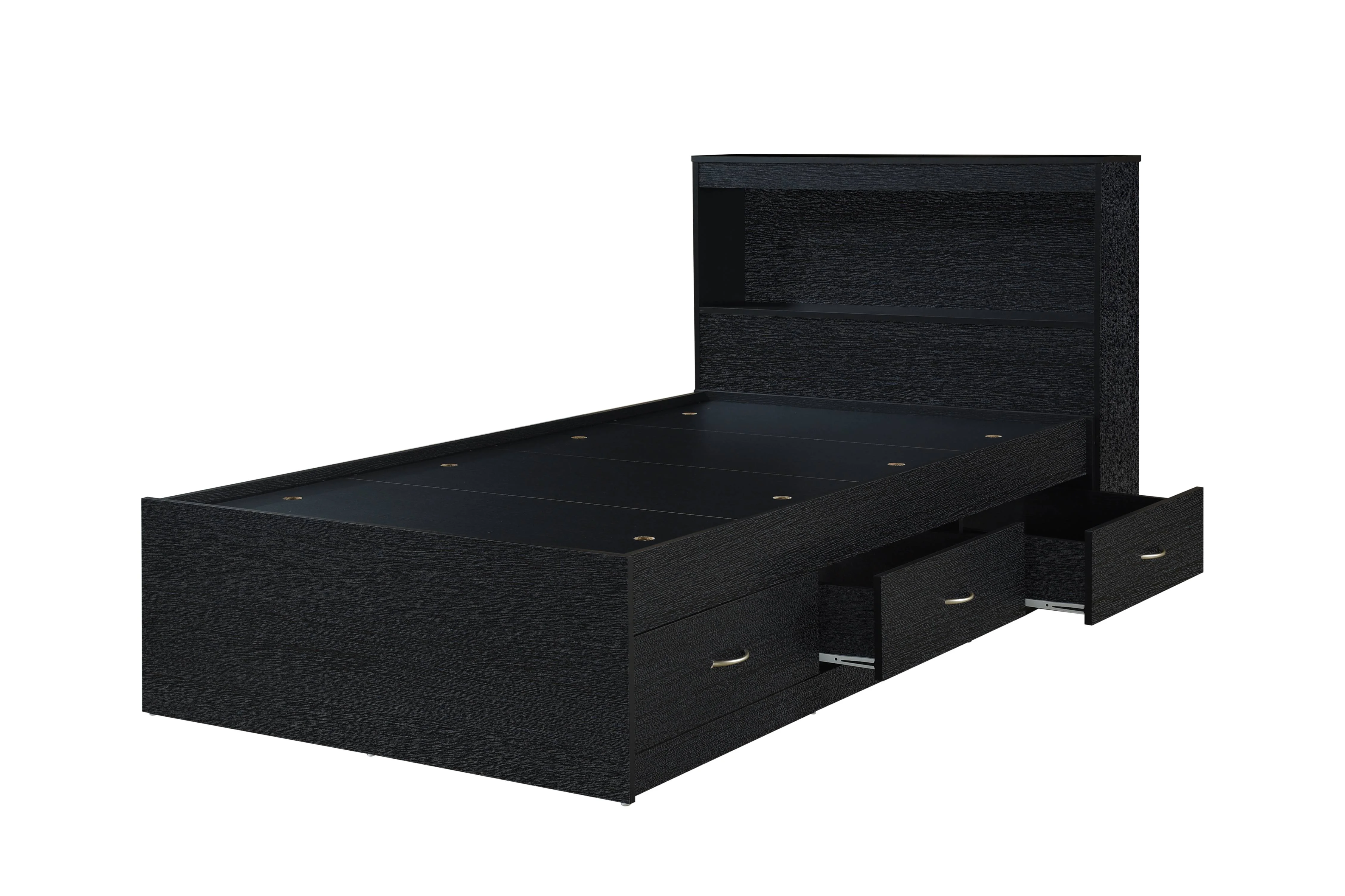 Hodedah Twin-Size Captain Bed with 3-Drawers and Headboard in White - Image 34
