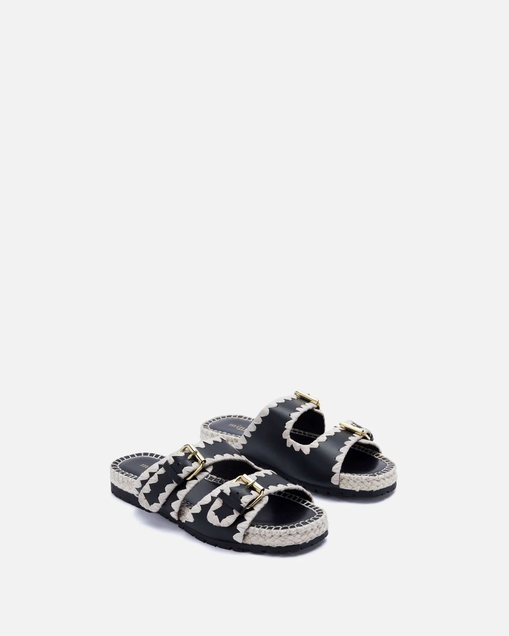 MULES ISALYS - En cuir à double brides noir