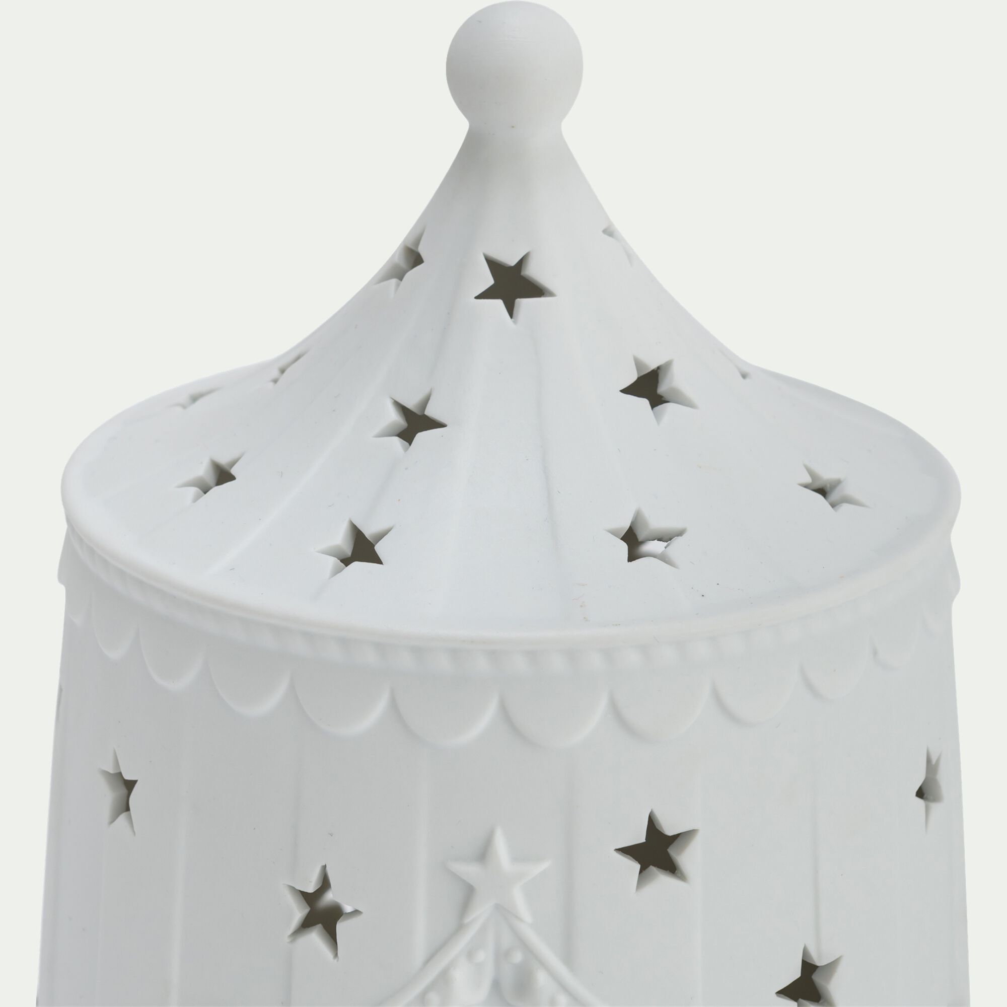 Parade - Lampe à poser électrifié forme chapiteau en porcelaine H20cm - blanc