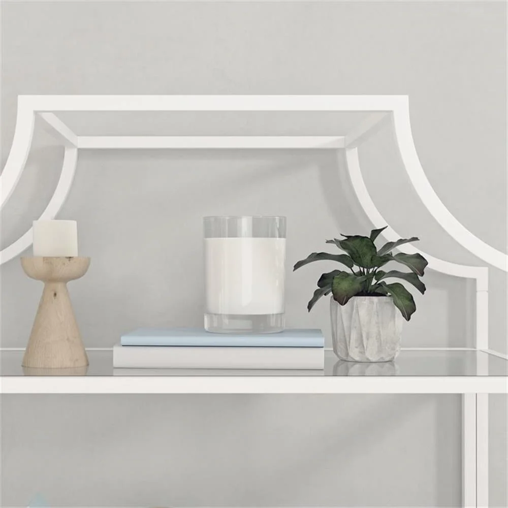 Pemberly Row 5-Shelf Modern Metal Bookcase in Gold Satin/Faux Deco Stone - Image 34