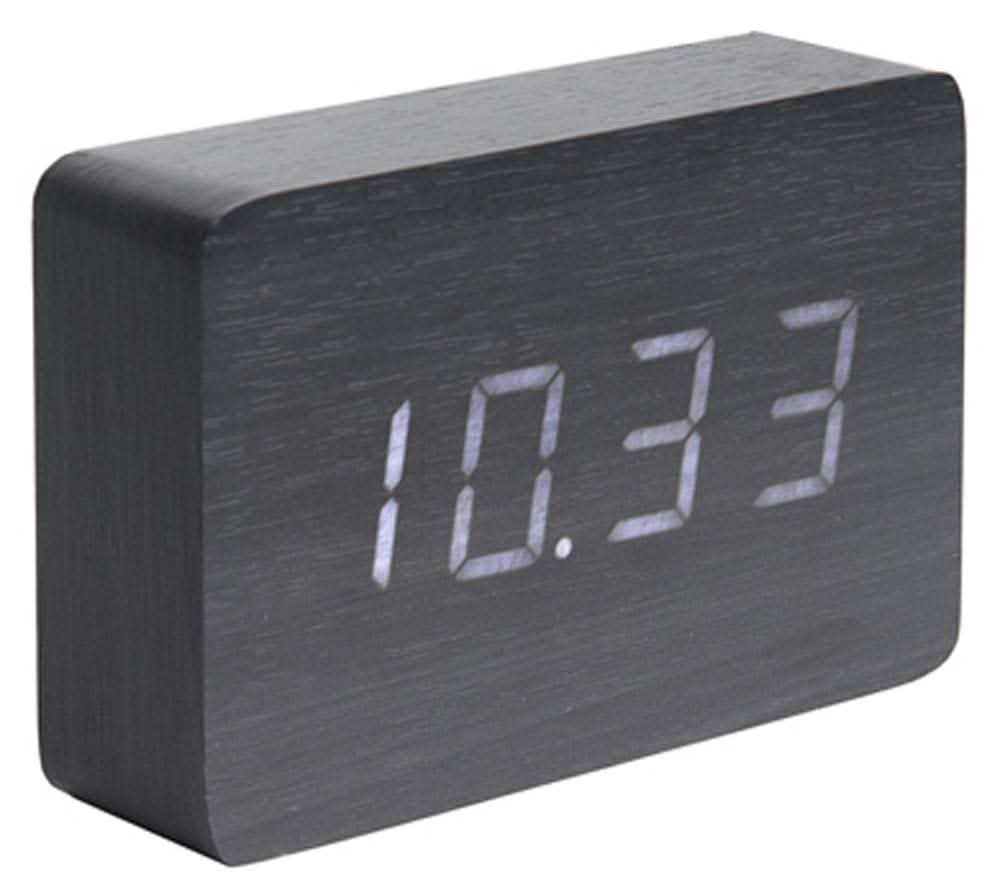 Karlsson Digital Rechteckiger Alarm Clock 15x10x4.8 cm Holzoptik • 3 Weckzeiten • Datumsanzeige