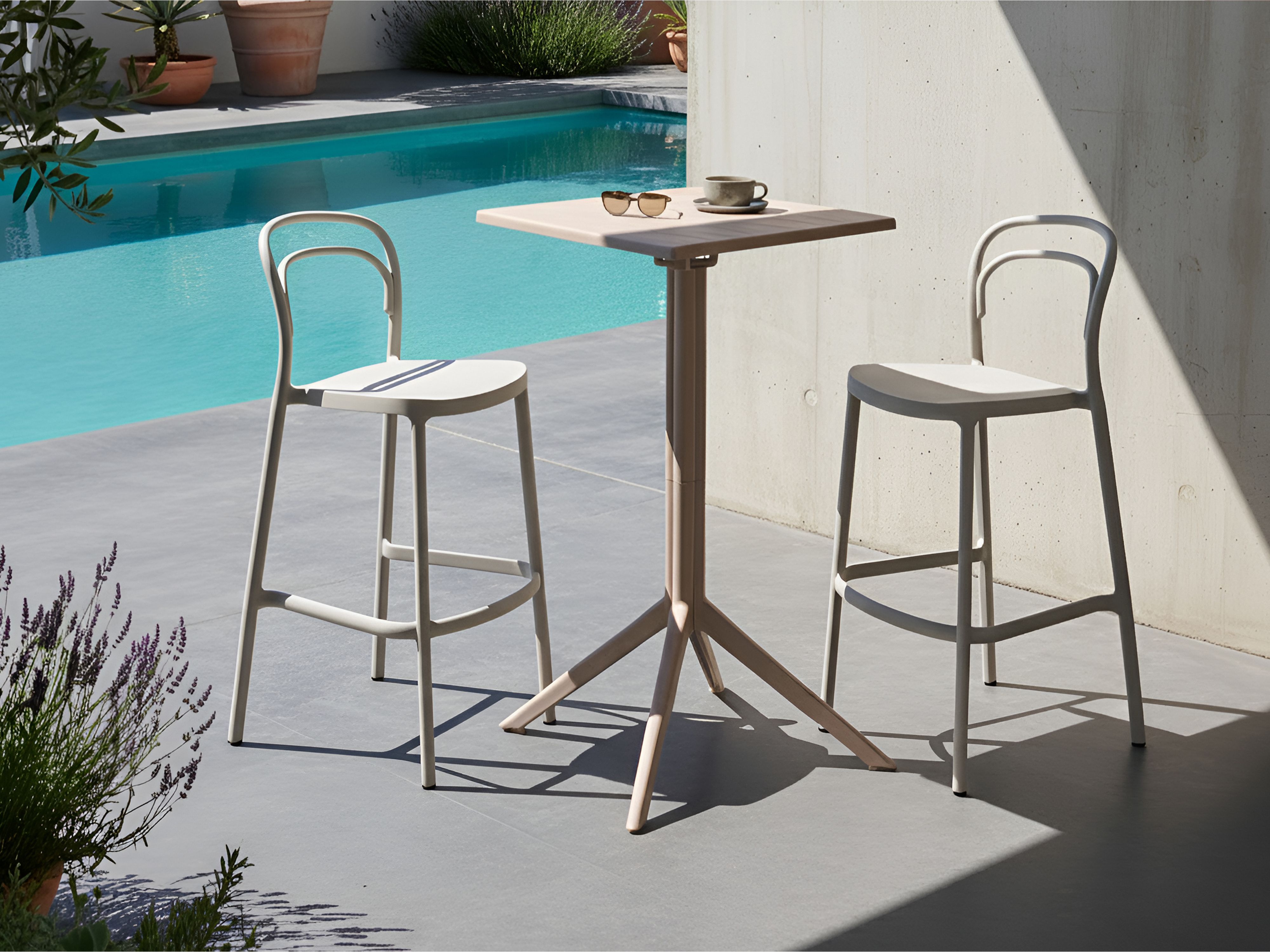 Garden Bar Table LEMNOS 60 cm 60 cm Beige