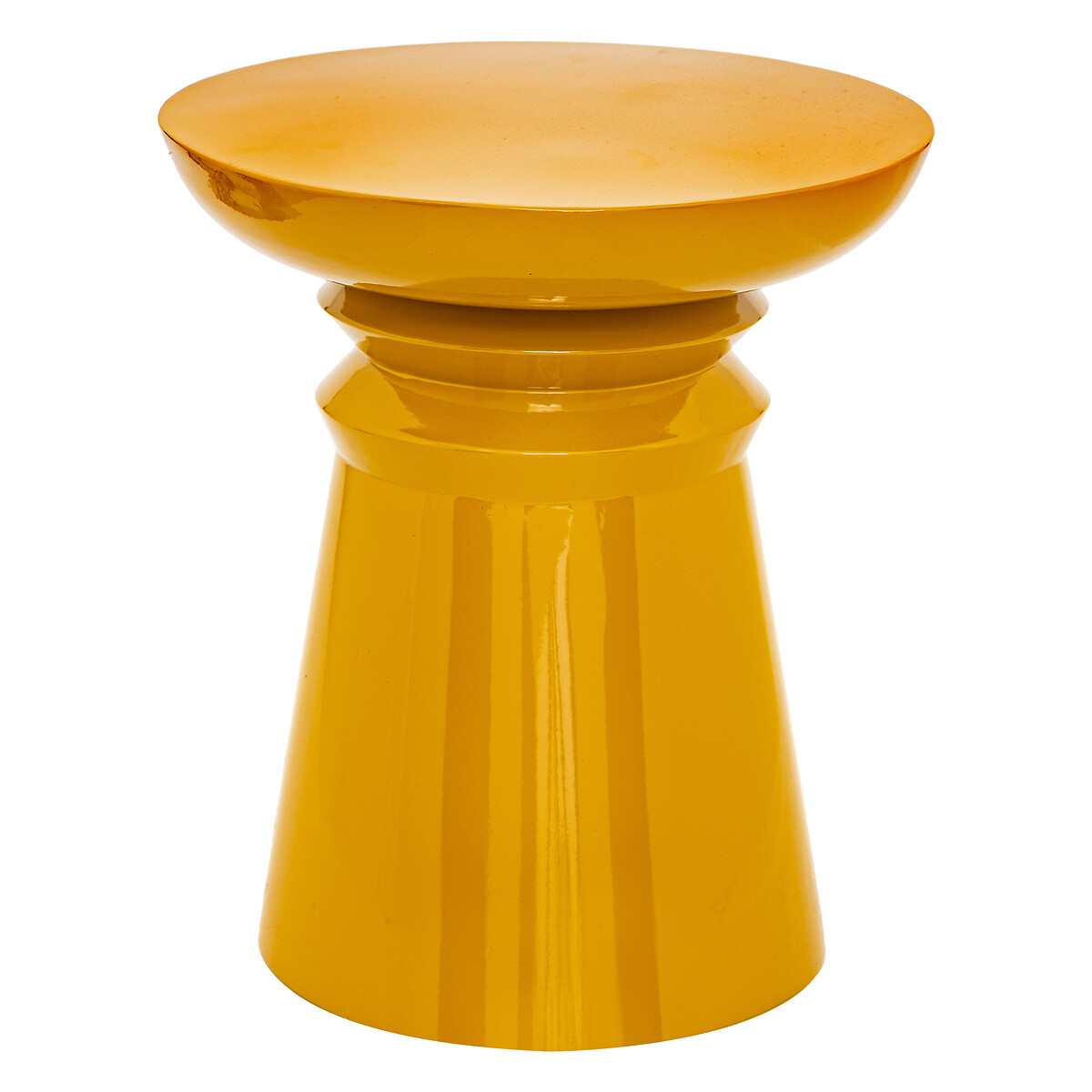 Totem side table "Jaya" Mustard yellow metal, D.38 cm
