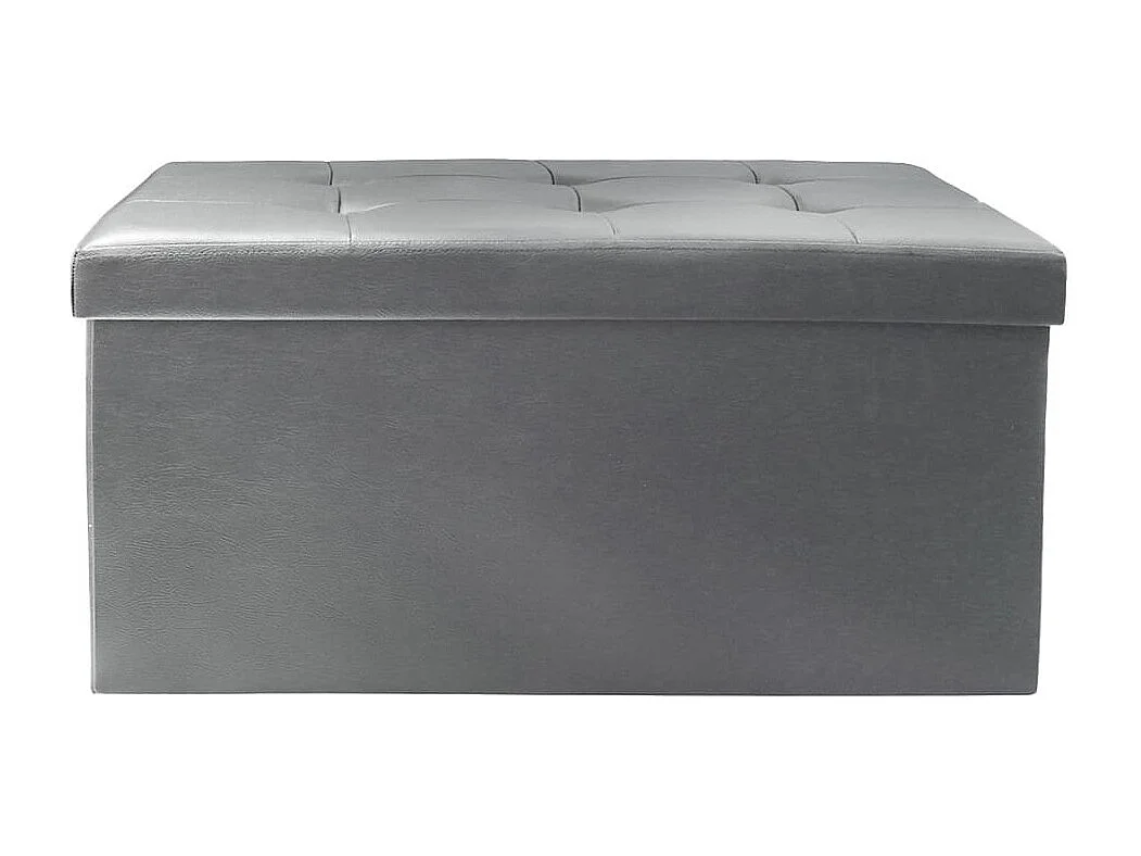 Banc Coffre Pliable Simili Cuir Gris Capitonné - RONNY