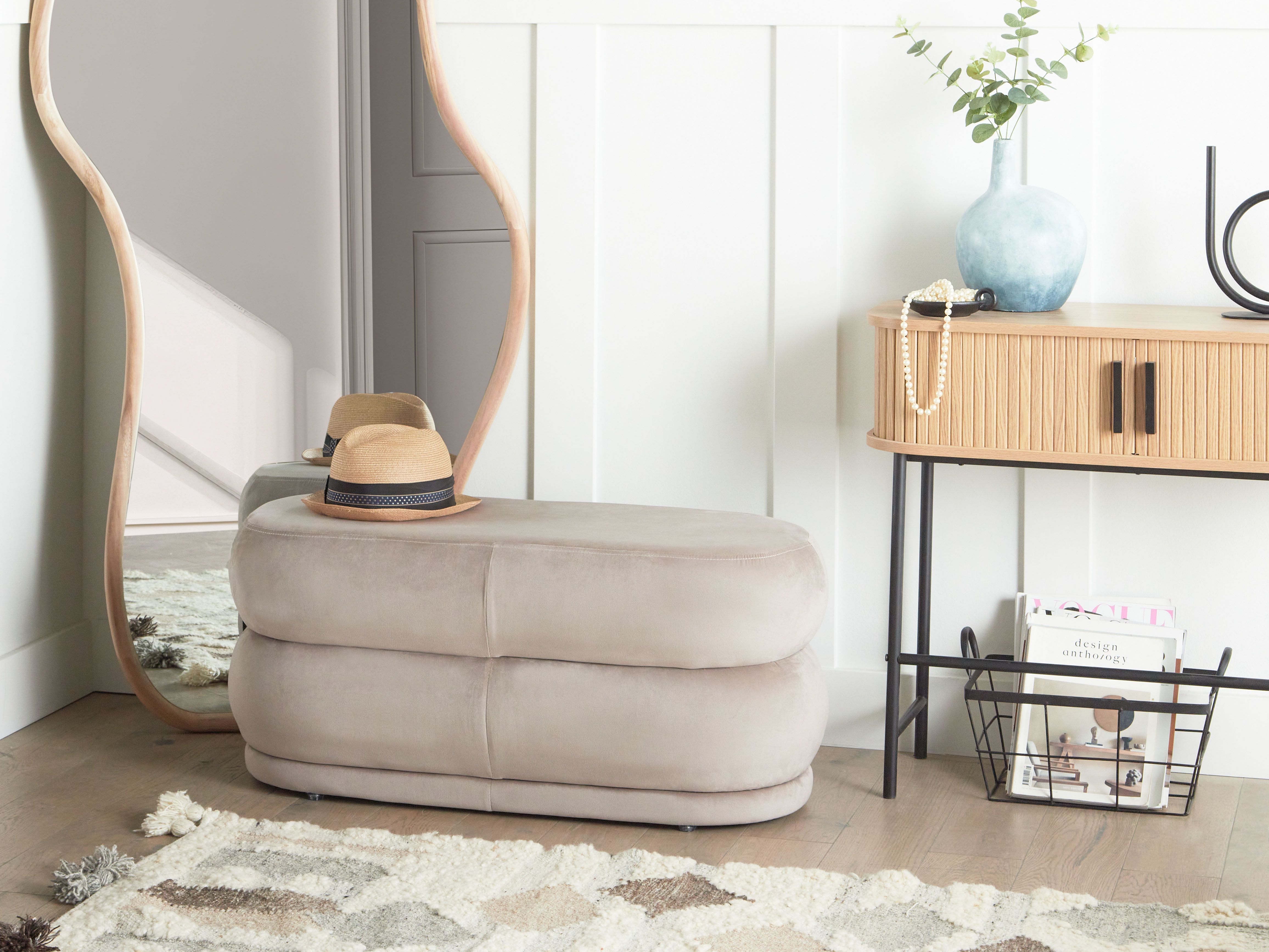 Upholstered Bench ELLENDALE Velvet Taupe
