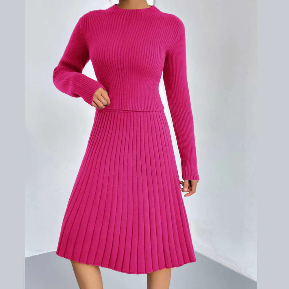 Rib-Knit Sweater and Skirt Set - ZKZOOK