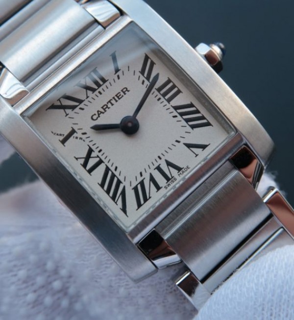 Replica Cartier Tank Francaise Ladies Whtie Dial SS Bracelet Ronda Quartz - Elite Watch Atelier