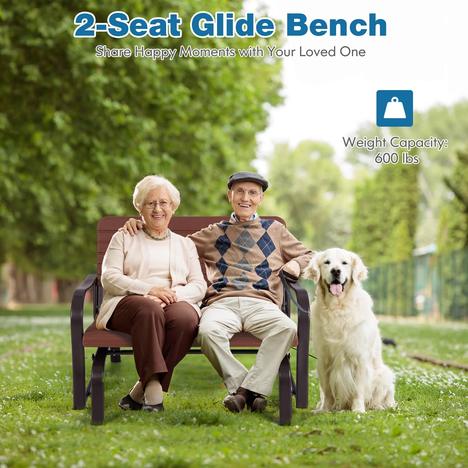 Costway Outdoor Patio Swing Porch Rocker Glider Bench Loveseat Garden Seat Steel - Image 12