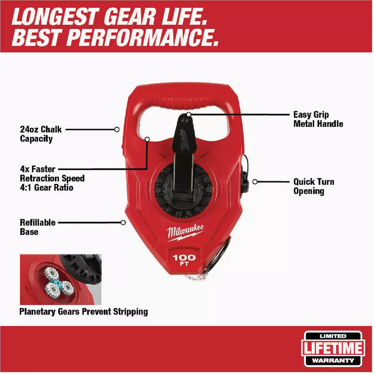 Milwaukee Extra Bold 100 Ft. Chalk Reel
