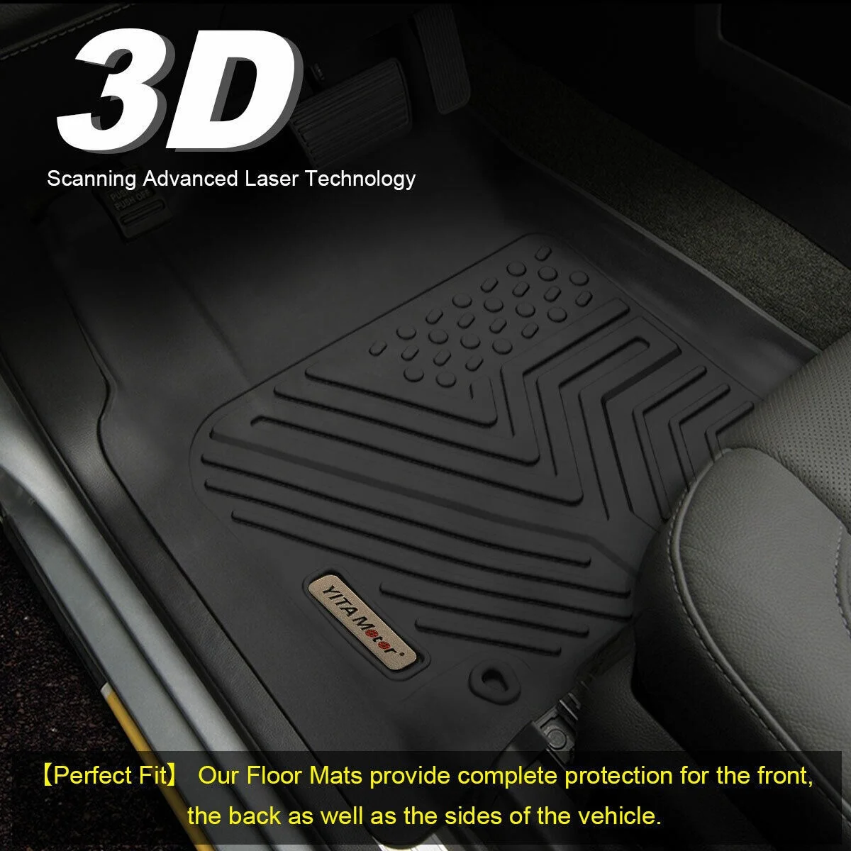RVNI Floor Mat Liners for 2010 2011 2012 2013 2014 Ford F-150 Super Crew Cab All Weather Black 3pcs 3D TPE Liners - Image 3