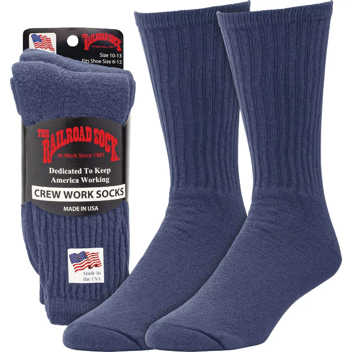 Railroad Sock Navy Welt Top Crew Premium Sock (3-Pack)