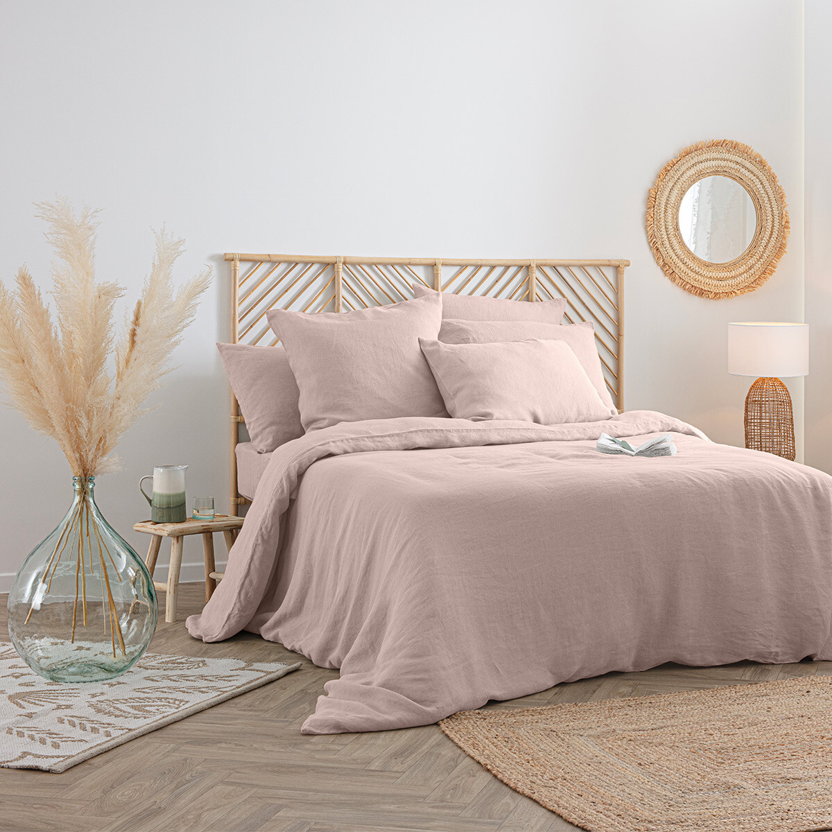 Duvet cover "Linah", washed linen Pink, 260x240 cm