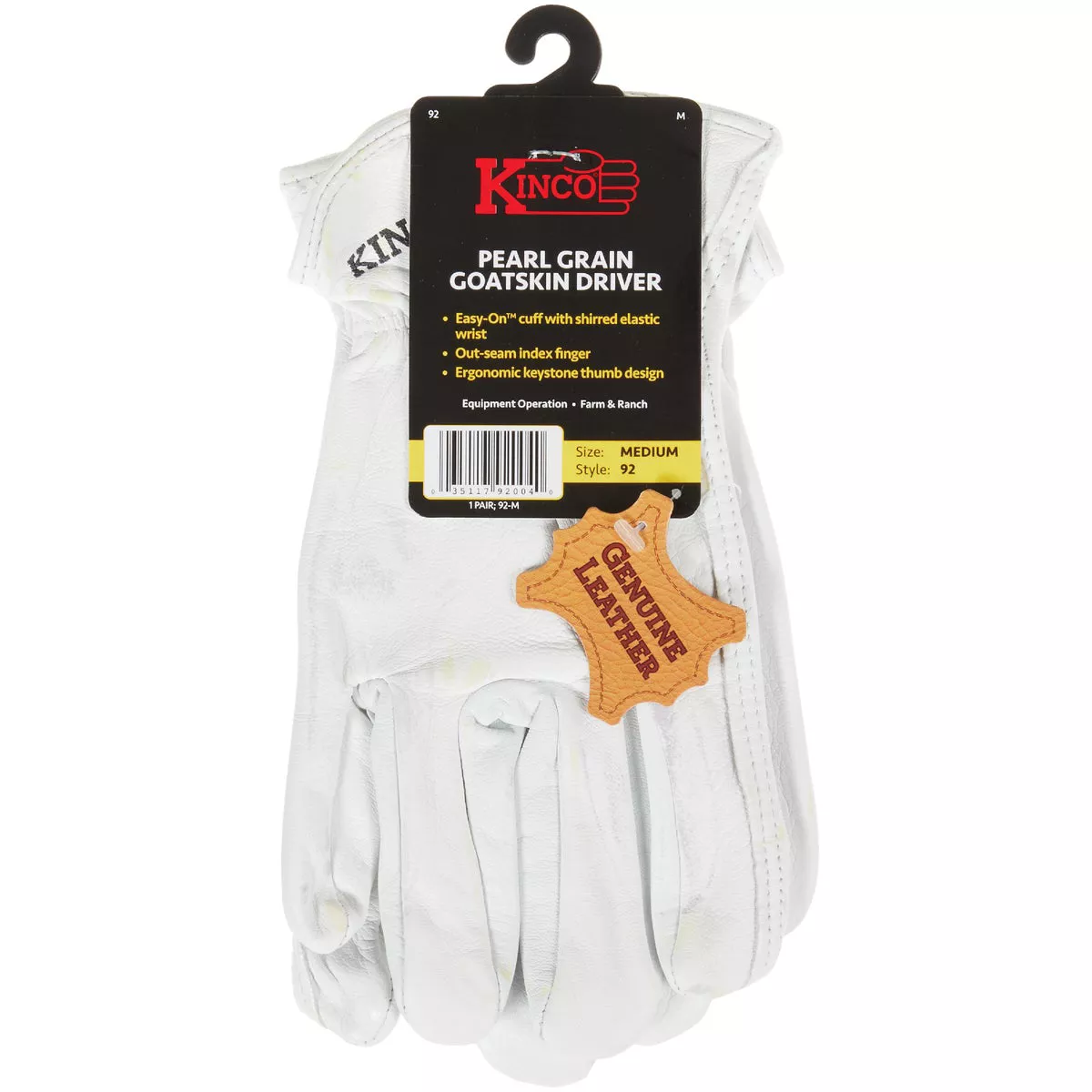 Kinco Men's Medium White Goatskin Leather Driver Glove
