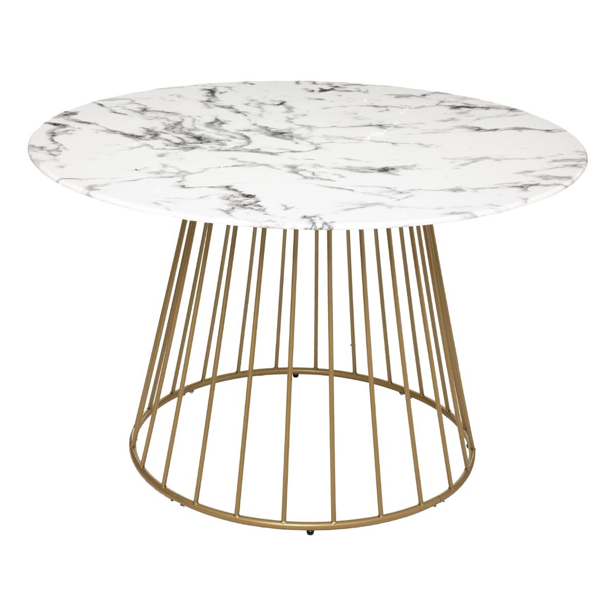Dining table "Rayo" White marble effect, Gold, D.120 cm