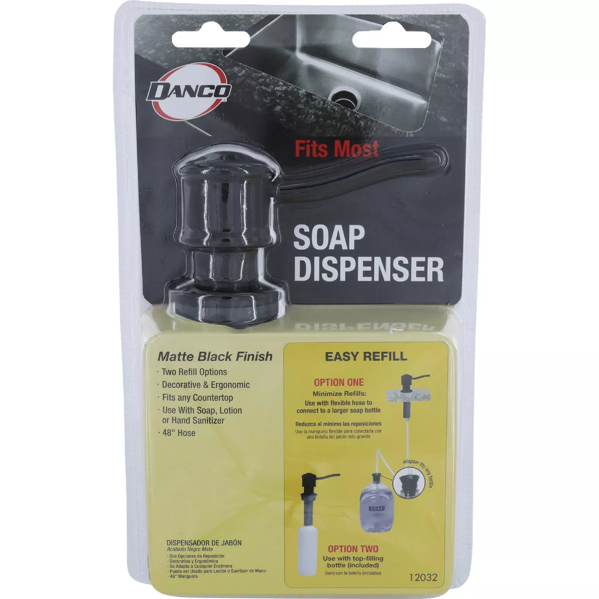 Danco Universal Matte Black Soap Dispenser with Curved Nozzle