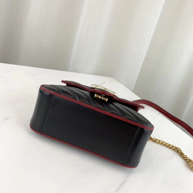 Replica Gucci Gg Marmont Mini Top Handle Bag 583571 Black1:1High-quality replica
