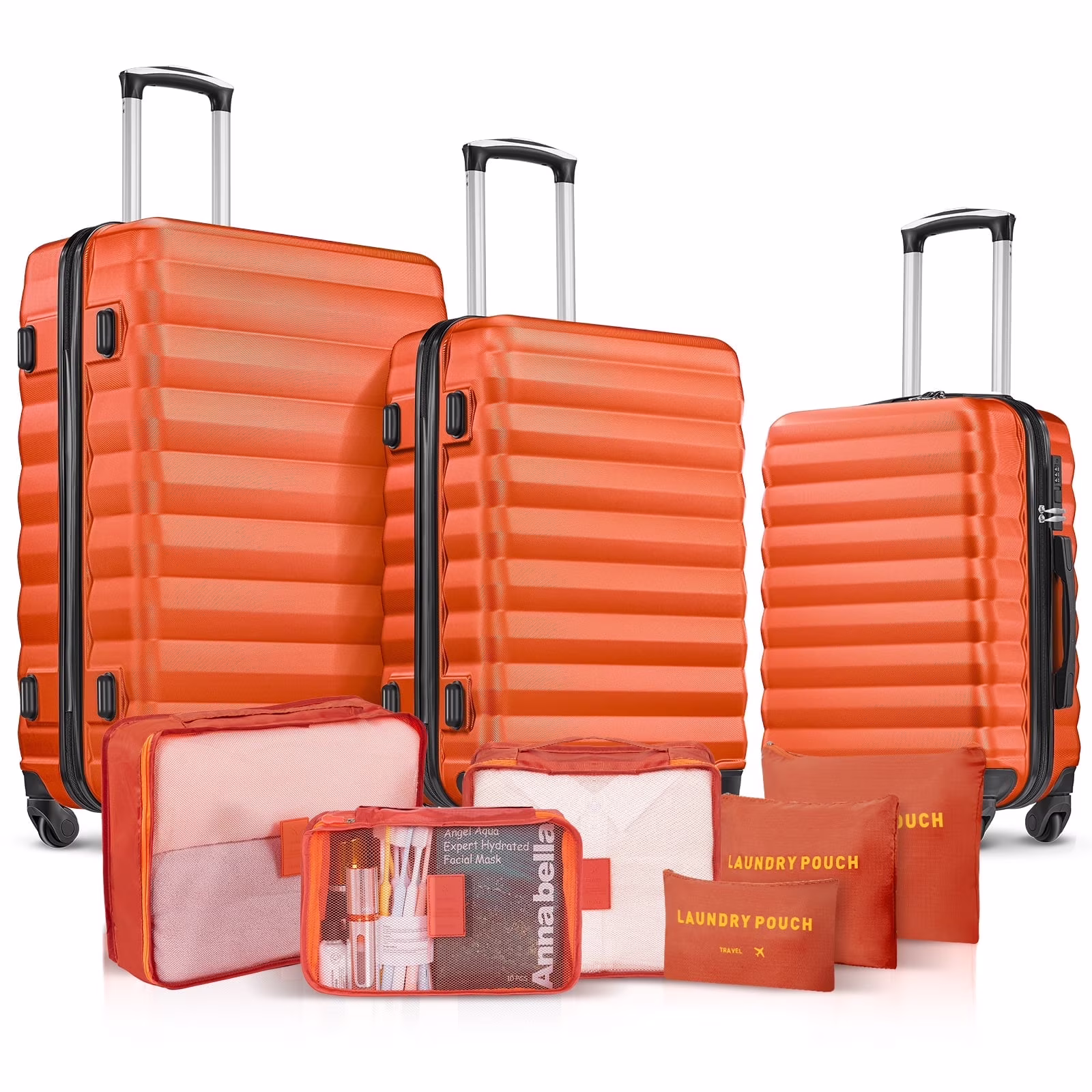 9 Piece Luggage Sets, Hard 20 24 28 inch Luggage with 6 Pieces Organize Bags Travel Suitcases Sets with Wheels, Rose - Image 5