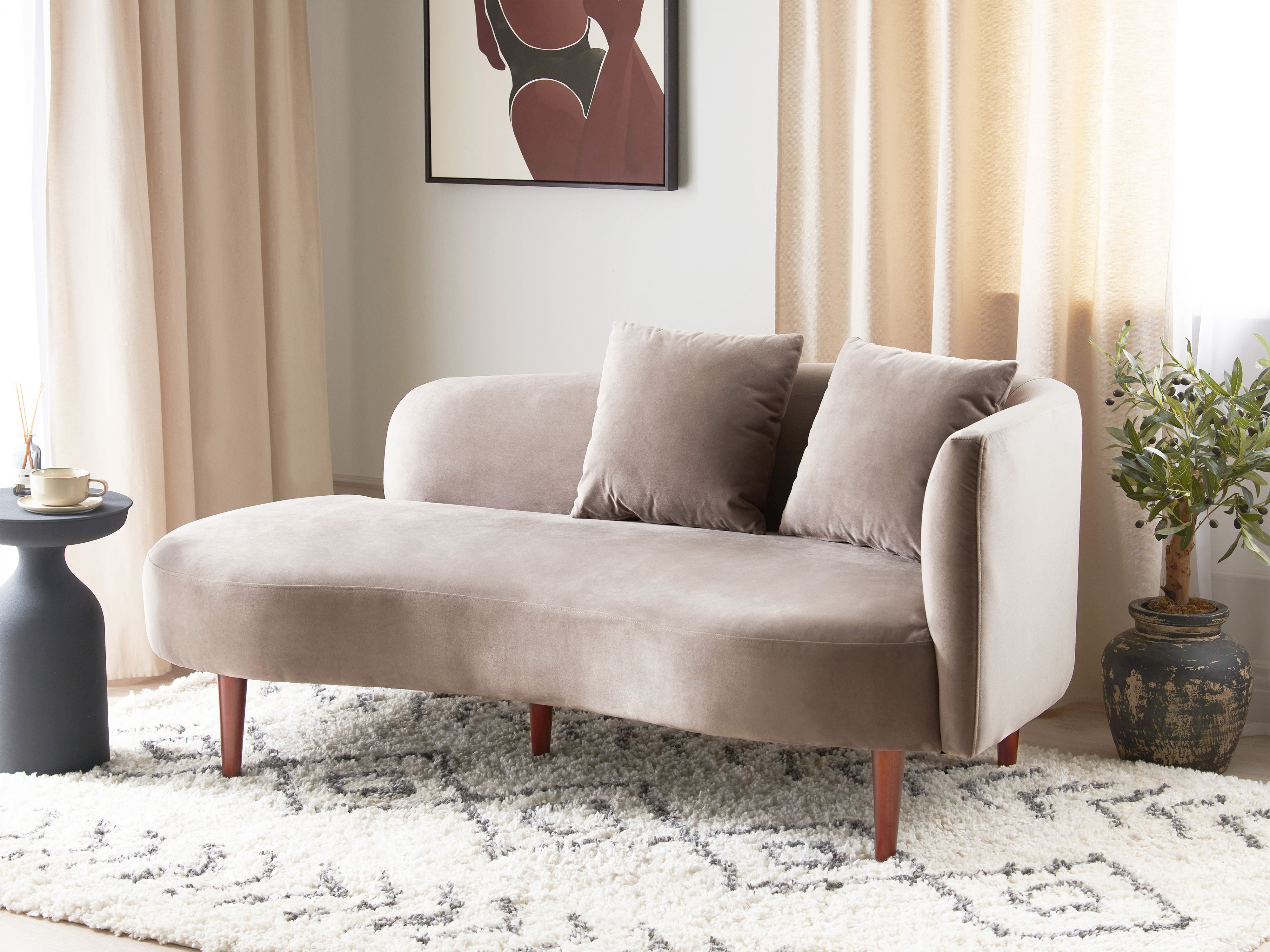 Right-Hand Chaise Lounge CHAUMONT Velvet Taupe