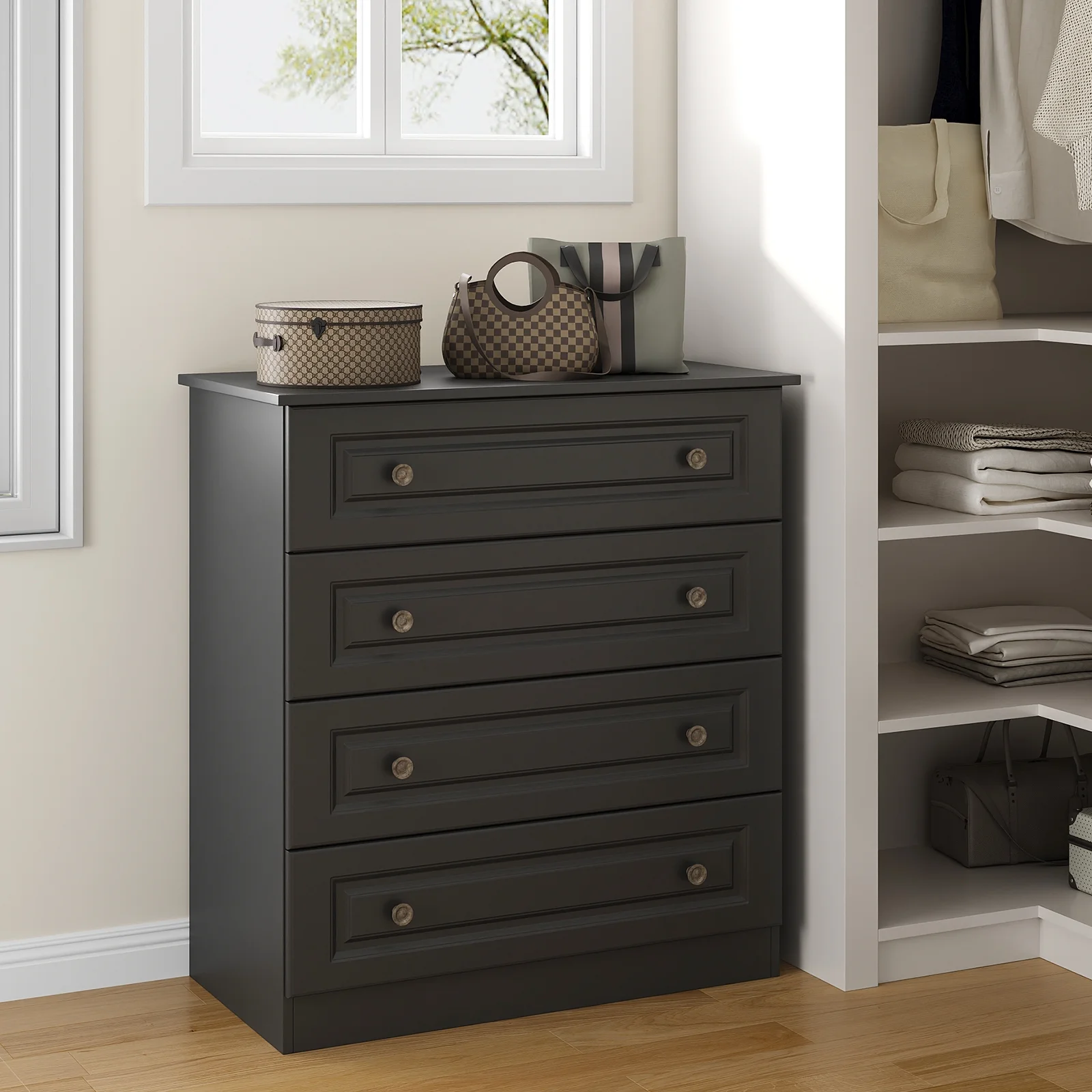 IDEALSOUL Dresser, Black Dresser Tall dresser with Large Storage Space, 4 Drawer Dresser for Bedroom, Hallway, Entryway - Image 10