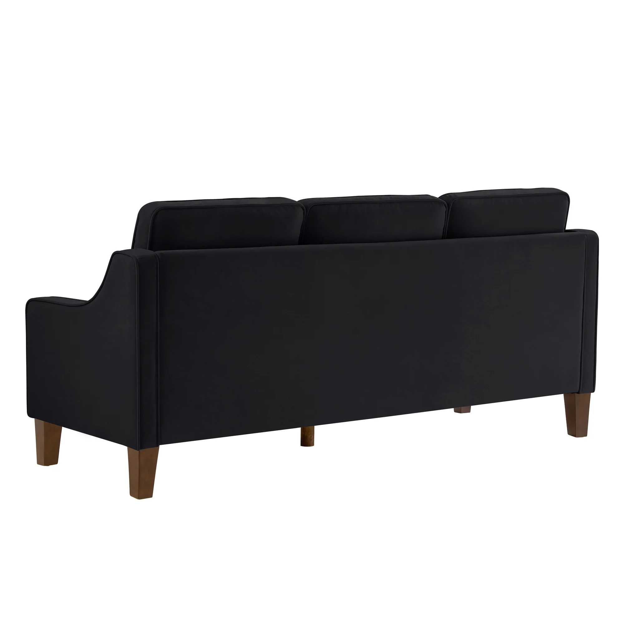 Living Room Sofas Modern 3 Person seat Sofa Couch with Scooped Armrest/Wood legs,Upholstered Velvet 3-seat Sofa with Removable Cushions for Livingroom Bedroom,Black,Comfortable Sofas - Image 6